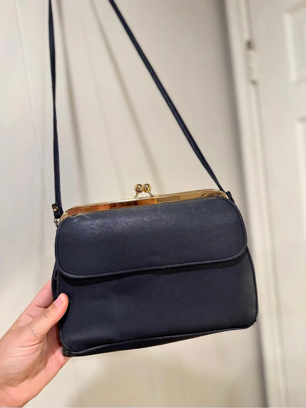Navy Leather Crossbody Bag